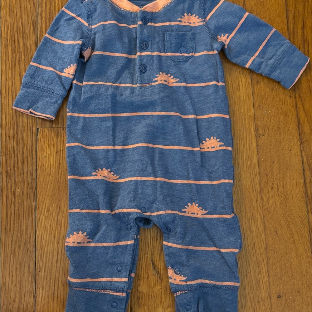 GAP Blue Striped Dinosaur Henley One Piece